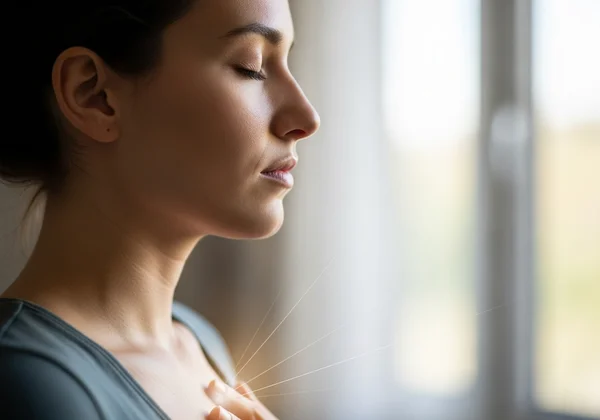 Person practicing deep breathing for anger management