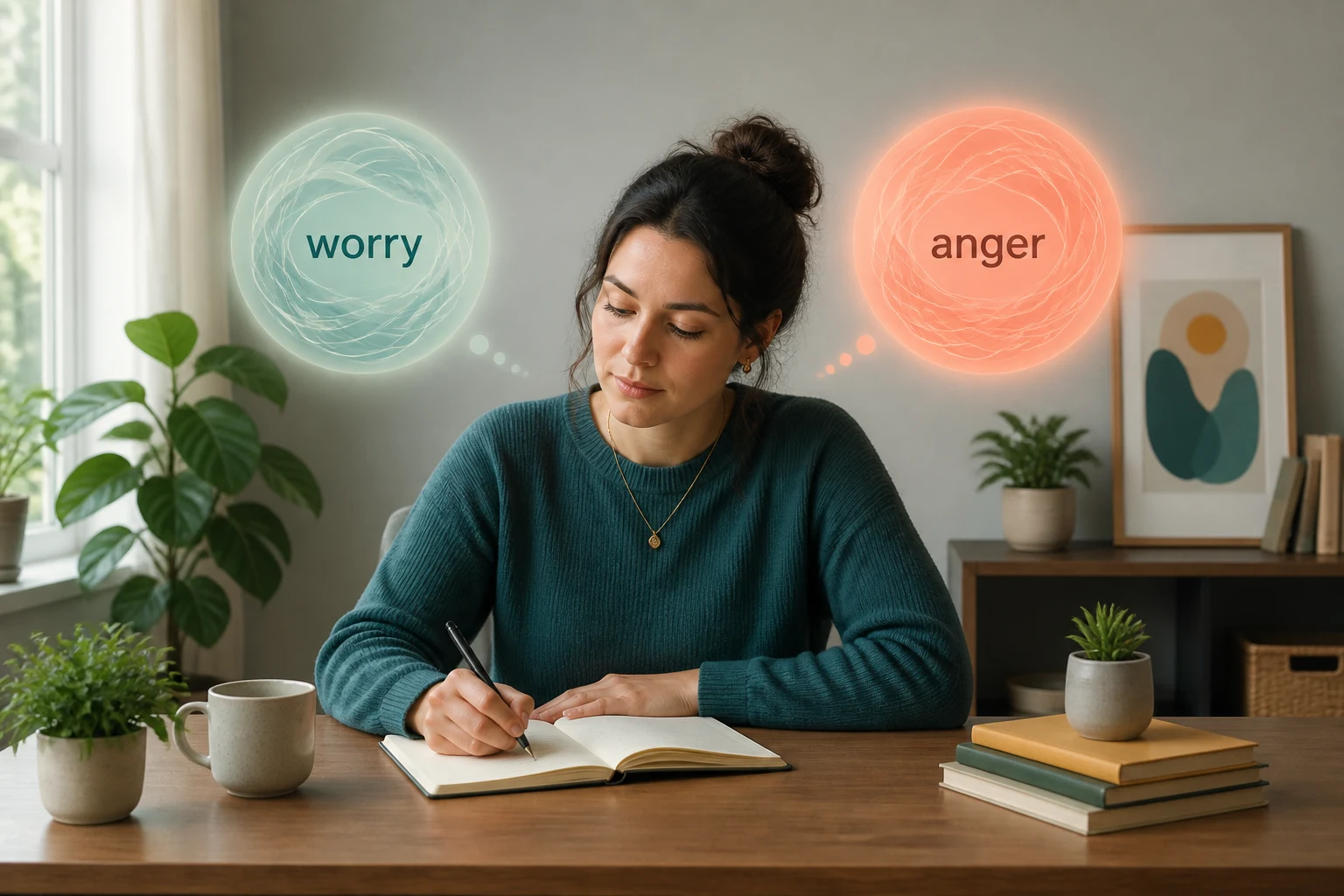 Calm person naming emotions