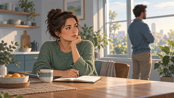 Adult reflecting calmly after an emotional disagreement