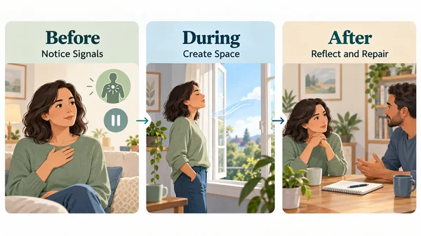 Three stages of responding to an adult anger outburst