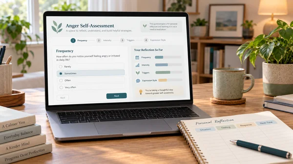 Online anger self-assessment and reflection dashboard